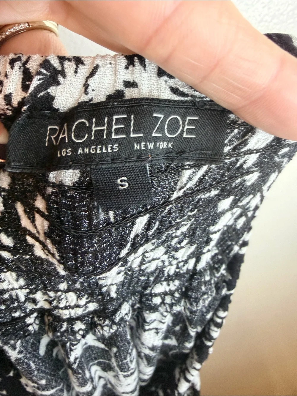 Rachel Zoe Boho Maxi Skirt  S Black Floral Smocked Waist  Button Up Cottagecore